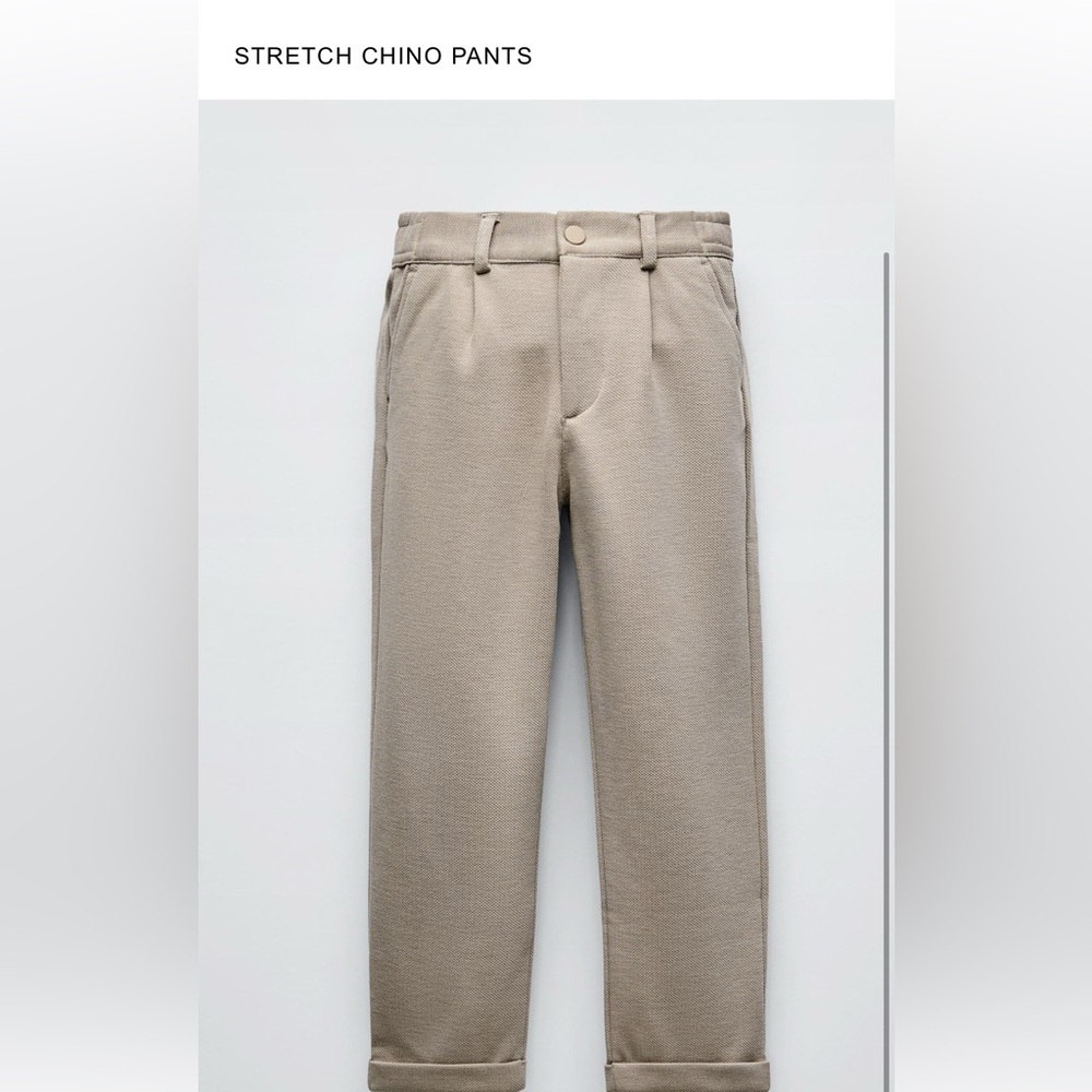 Zara Boys Beige Stretch Chino Pants